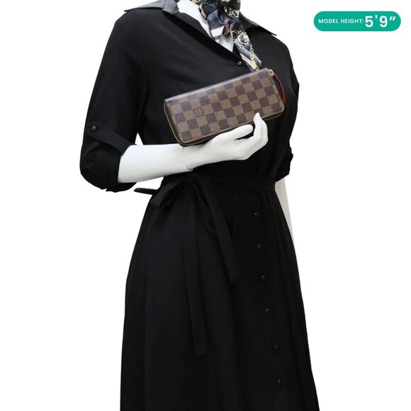 Louis Vuitton  Clemence Damier Ebene Zippy Wallet Brown - Picture 2 of 11